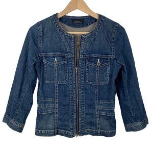 L'equipe Yoshie Inaba Jean Jacket Full Zip 3/4 Sleeve Label Size 40 Womens Top